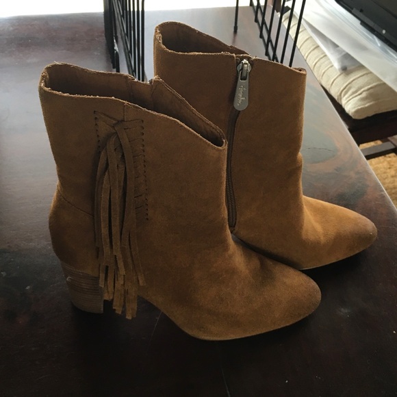 Charles By Charles David Shoes - Fringe Ankle Booties in Brown Suede - Women